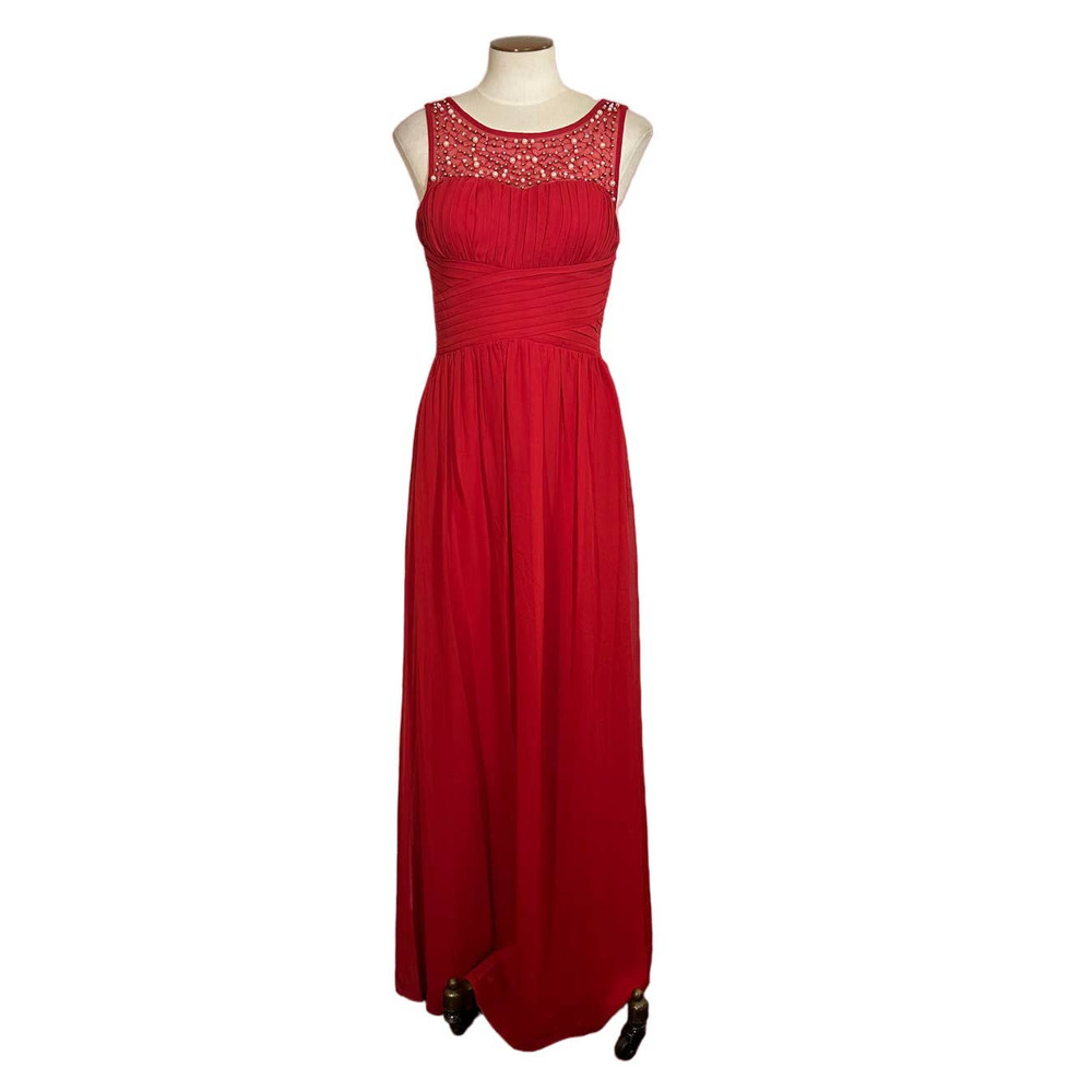 Xtraordinary Red Sleeveless Floor Length Dress Size 9 Evening Prom Bridesmaid